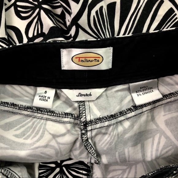 Talbots Leaf Ankle Pants Stretch Black & White 6 - Picture 6 of 7